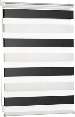 Image de Blumtal Store double 70 x 155 - 195cm - store à enroulement Klemmfix, stores pour fenêtres sans percer, stores à enroulement pour fenêtres & portes, blanc - noir