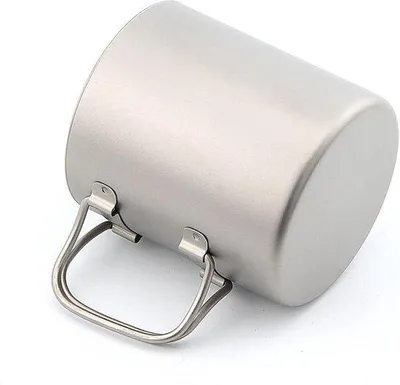 Produktbild von Famanu Doppelwandige Titan-Isolierte Tasse - 220ml-600ml - Mit Deckel - Wasserbecher - Faltgriff - Outdoor Camping - Reisegeschirr