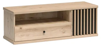 Produktbild von TV-Schrank NAKUSP - Eiche - Lamellen - Schublade - 124 x 44 x 41 cm