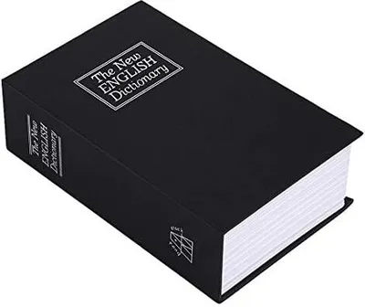 Image de Vivona boîte de rangement pour pièces de monnaie, boîte métallique avec coffre-fort en acier dissimulé, mise en page du dictionnaire anglais, noir, p.