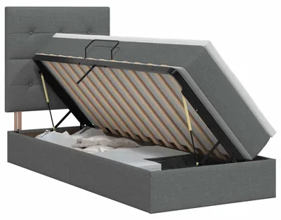 Obrázek produktu pro Postel s úložným prostorem a matrací, tmavě šedá, rozměry 100 x 200 cm, potahová látka