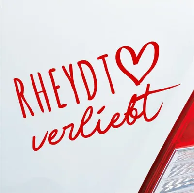 Produktbild von Auto Aufkleber Rheydt verliebt Herz Stadt Heimat Liebe Car 19x10 cm Rot Sticker Heckscheibenaufkleber