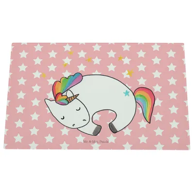 Produktbild von Mr. & Mrs. Panda Schneidebrett Glas Einhorn Nacht - Rot Pastell - Geschenk, schneidbrett, Menschen, Unicorn, Träume, Schneidplatte, Hackbrett, Aus, Einhörner