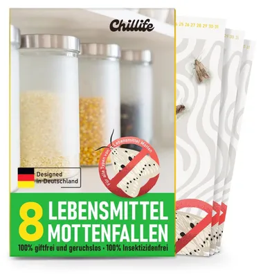 Produktbild von Lebensmittelmotten Falle Pheromonfalle Mottenfalle - 8 Stück - Weiß - Unsichtbar - Für Küche und Vorratsschrank