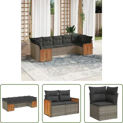 Produktbild von The Living Store 7-tlg. Garten-Sofagarnitur mit Kissen Grau Poly Rattan