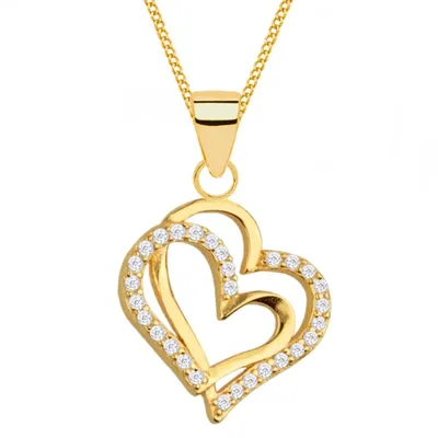 Goldkette mit Herzen Anhänger I Echtschmuck Geschenkidee I 45cm

