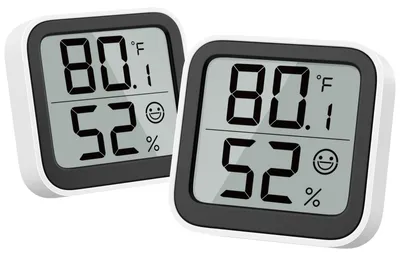 Produktbild von Thermohygrometer Raumthermometer Luftfeuchtigkeitsmesser - Messbereich -9,9 bis 60 °C - Genauigkeit 0,1 °C - Für den Innenbereich