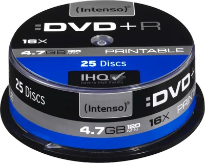 Produktbild von Intenso DVD+R bedruckbar 4,7 GB 16x Speed - 25stk Cake Box