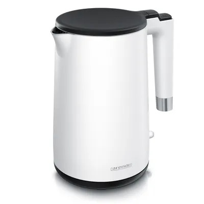 Produktbild von Arendo Wasserkocher Edelstahl CORE, 1,5L, 2000W, Doppelwand, BPA-frei, Cool-Touch, 360°-Basis, LED, Überhitzungsschutz, weiß matt