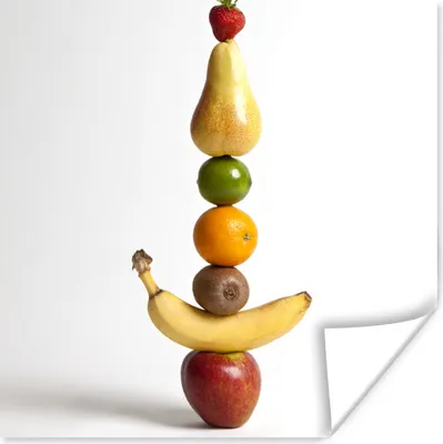 Produktbild von MuchoWow® Poster Obst - Turm - Weiß 100x100 cm - Babyzimmer