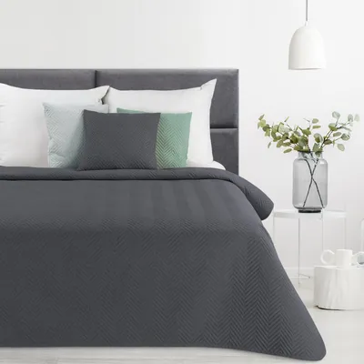 Zdjęcie produktu dla Narzuta na łóżko linen look 3 grafitowa 200x220 cm grafitowa
