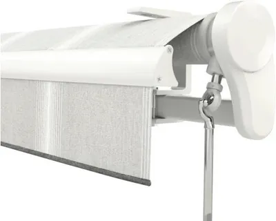 Produktbild von Soluna Gelenkarmmarkise Trend 5,5x3,5 Stoff Dessin D418 Gestell RAL 9010 reinweiß Antrieb Rechts inkl. Motor, Wandschalt