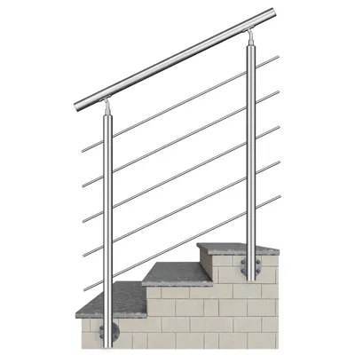 Produktbild von AICA Treppengeländer Edelstahl Seitenmontage Handlauf 100 cm mit 5 Querstäben Innen & Außen