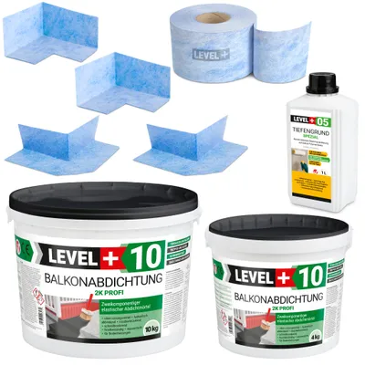 Produktbild von DichtSet 14kg Balkonandichtung 2K Balkon und Terrassen ca. 4m² Dichtband LEVEL+ SET31