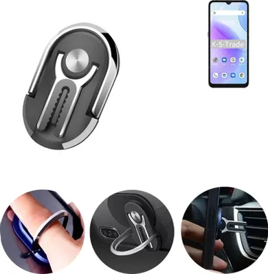 Produktbild von K-S-Trade 3in1 Smartphone-Ring Handy-Ring kompatibel mit UMIDIGI A11s Fingerhalterung  Handyring Tischständer Lüftungsgitter-Halterung Tisch