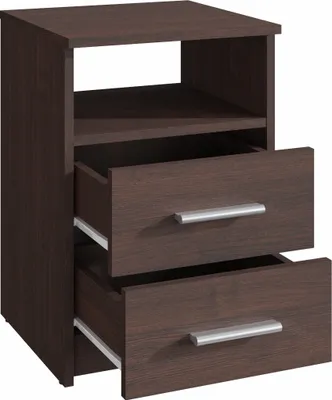 Produktbild von MATKAM Nachttisch in klassischer Optik | H/B/T 58,5 x 40 x 35 cm, mit zwei Schubladen und einem offenen Ablagefach| In verschiedenen Ausführungen erhältlich (Wenge)