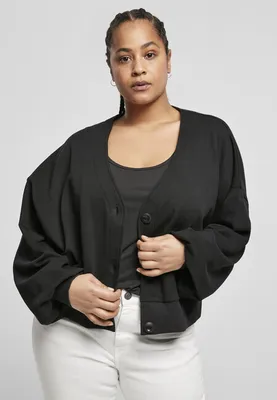 Image de Cardigan court oversize en molleton biologique Urban Classics Ladies, noir - 4XL