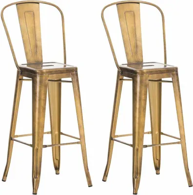 Produktbild von 2er-Set Barhocker - Hochhocker - mit Fußstütze und Farbwahl | Farbe: Gold