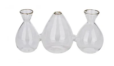 Produktbild von 3er Glasvasen, klar / gold, 17,5 x 6,5 x 8 cm