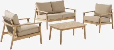 Produktbild von sweeek - Gartenmöbelset aus Akazienholz mit Seilbespannung für 4 Personen - Natur