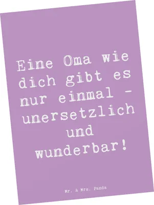 Produktbild von Mr. & Mrs. Panda Postkarte Spruch Einzigartige Oma - Lavendeltraum - Geschenk, Postkarten, einzigartig, Ansichtskarten, Fotokarte, für Großmutter, Freundschaft, Bedanken