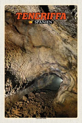 Produktbild von vianmo Holzschild 18x12 cm Teneriffa Spanien Cueva del Viento Höhle Bildmotiv Reisemotiv Abenteuer Reisen