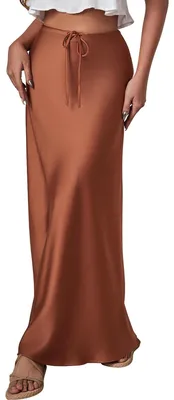 Image de Solidchoice - Jupe longue pour femmes, taille haute et cordon de serrage, couleur beige clair