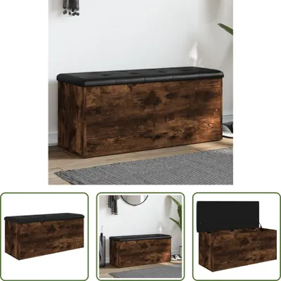 Obrázek produktu pro The Living Store Lavice s úložným prostorem kouřový dub 102x42x45 cm materiál na bázi dřeva