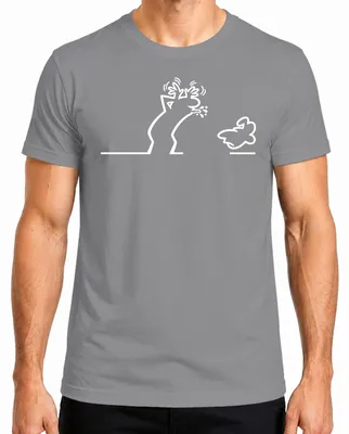 Imagen del producto de Camiseta para hombre, diseño "Linea Strichmännchen Balum Osvaldo Kult Cartoon", color gris, talla L