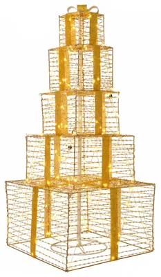 Image de vidaXL Boîte cadeau décorative LED pour Noël, avec 250 LED, lumière blanche chaude