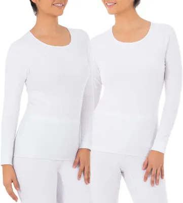 Imagen del producto de Camiseta térmica para mujer de Fruit of the Loom, con estampado de micro tejido de gofre, color blanco/blanco, talla grande