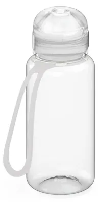 Produktbild von Transparente Tritan Trinkflasche 0,4 Liter, geschmacksneutral, mit Silikonstrap und großer Öffnung