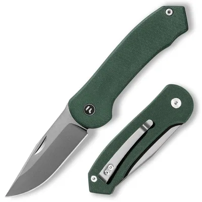 Obrázek produktu pro Skládací nůž, čepel 7,25 cm, rukojeť z materiálu G10, ocel VG10, zelená barva, vhodný pro každodenní nošení (EDC), s klipem na opasek, pro outdoorové aktivity a kempování