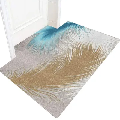 Produktbild von 3D-Fußmatte mit mehrfarbigen Federdesigns, 120 x 120 cm