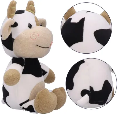 Immagine prodotto di Mucca di peluche, simpatico animale da cartone animato, bambola di vitello per bambini, regalo di compleanno, 40 cm