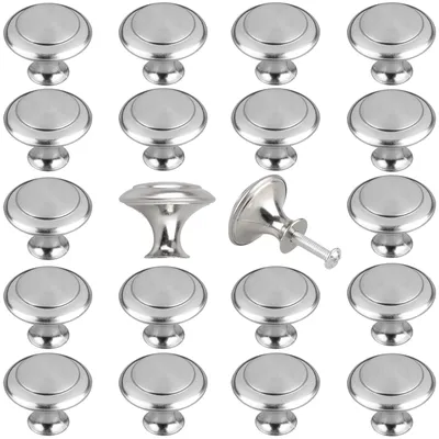 Produktbild von 20 Stück Küchenschrankknöpfe, gebürstetes Nickel, EEEkit Schubladengriffe, Kommodengriffe, schwere Schranktürknöpfe, Küchenschrankbeschläge mit Schrauben für Badezimmerschubladen, 3 cm (1,18 Zoll), Silber