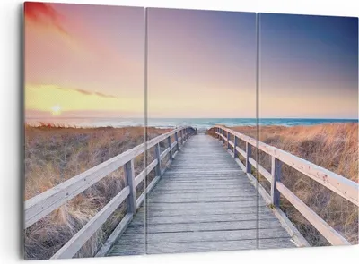 Produktbild von Bild auf Leinwand - Leinwandbild - 3 Teile - Weg Meer Brücke - 165x110cm - Wand Bild - Wanddeko - Wandbilder - Leinwanddruck - Bilder - Wanddekoration - Leinwand bilder - Wandbild - CE165x110-4948