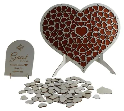 Herzförmiges Holz-Gästebuch für Hochzeiten und Feste