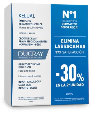 Obrázok produktu pre Kelual – emulzia na zmiernenie keratózy pri mliečnej strupke, balenie obsahujúce 2 x Ducray 50 ml