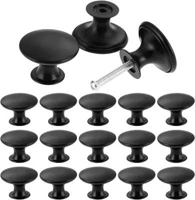 Produktbild von Möbelknöpfe 15 Stück, Schwarz Matt, 30mm, Zinklegierung, für Schränke, Kleiderschränke, Schubladen
