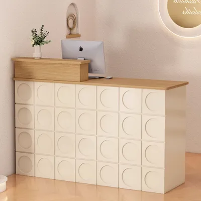 Produktbild von Theke kleine Bar Empfangstresen Kasse Friseurtresen gewerbliche Theke Beige 160*45*90cm