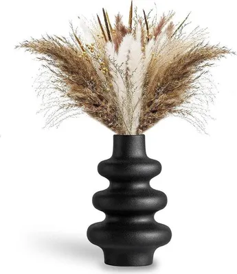 Immagine prodotto di Vaso in Vetroceramica - Forma a spirale - Nero - 22 cm - Erba della pampa - Elegante - Fiori secchi - Fiori freschi - Vetroceramica