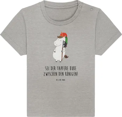 Produktbild von Mr. & Mrs. Panda  T-Shirt Einhorn Junge 12. - 18. Monat - Heather Grey - Geschenk, Bube, Babyshirt, Baby, Unicorn, Kinder Oberteil, Mittelalter, Einhörner, Kleinkind