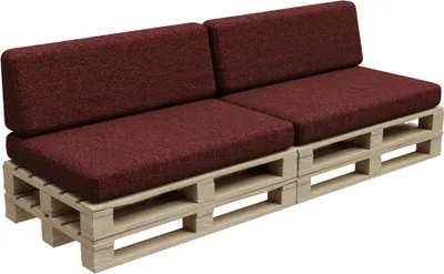 Produktbild von Palettenkissen, Palletenpolster, Gartenkissen, PFBG (2X Set (120x80 + 120x35), Bordeauxrot)