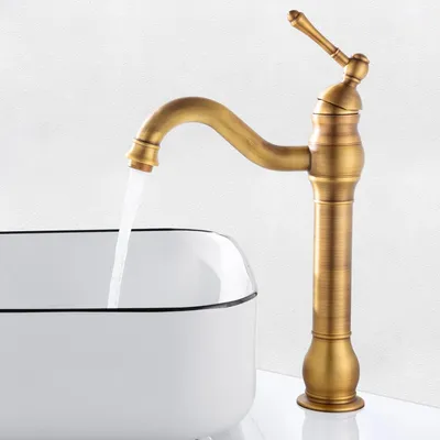 Imagen del producto de Grifo de latón antiguo, diseño retro, giratorio 360°, monomando, para baño y cocina