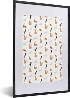 Produktbild von MuchoWow® MuchoWow® Gerahmtes Poster Katzen - Farben - Muster 40x60 cm - Poster mit zchwarzem Bilderrahmen - Poster in Rahmen