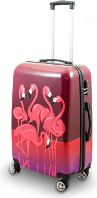 Produktbild von Motiv Koffer Flamingo Hartschalen Reisekoffer 4 Rollen Trolley 65 cm Bowatex
