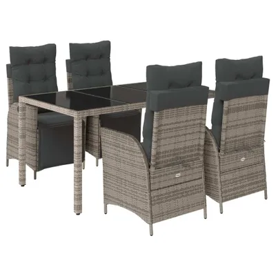 Obrázek produktu pro vidaXL 5dílný zahradní jídelní set s polštáři Grey Poly Rattan