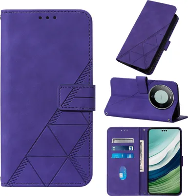 Produktbild von Hülle für Huawei Mate 60 Pro Prägung Flip Leder Kartenfächer Schutzhülle mit Ständer Lila