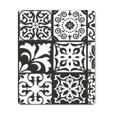 Produktbild von MuchoWow® Mauspad Mousepad Muster - Schwarz - Weiß - Blumen - Abstrakt 19x23 cm - Mousepads - Maus Mat - Pad - Mausunterlage - Mauspads - Spielen